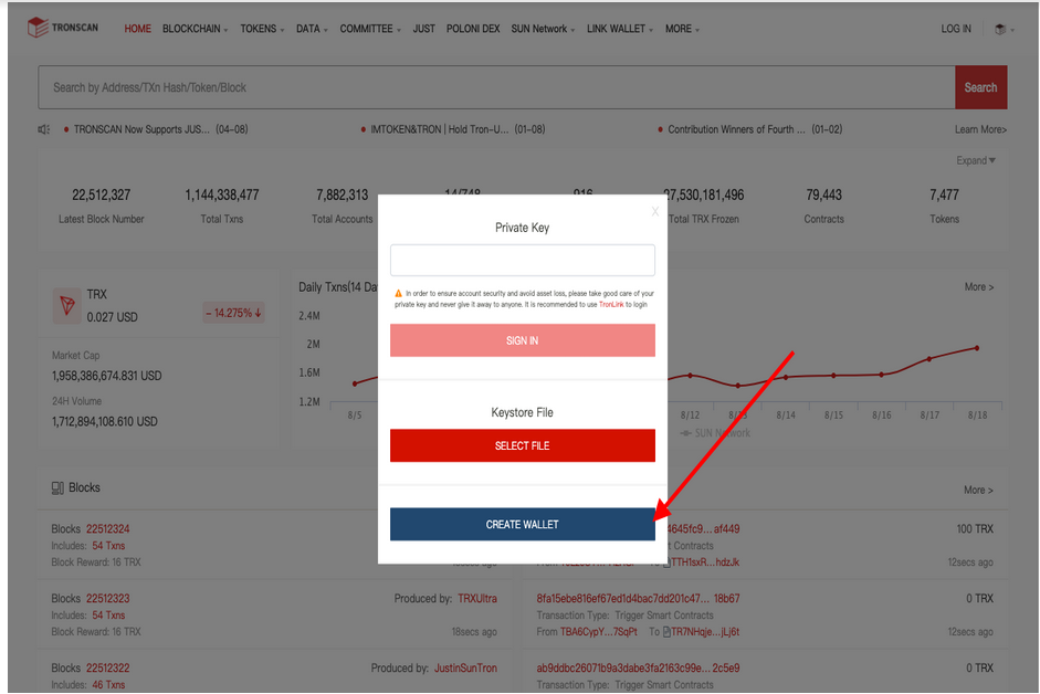 Connet Tron Chain Wallet